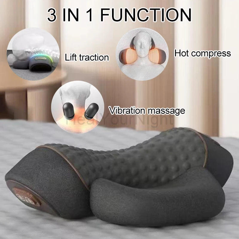 Electric Neck Massage Pillow Heating Vibration Neck Massager